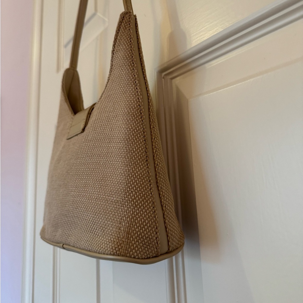 GUC Cream 90s Nine West structured leather & wicker shoulder bag - Picture 4 of 9